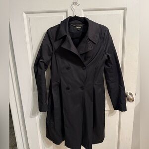 DKNY Elegant Black Double-Breasted Trench Coat